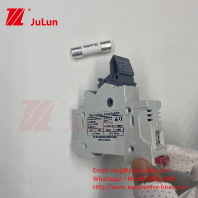 โซลาร์ PV เมอร์เซน ฟิวส์ 10a 1000v รวดเร็ว 32a 1000vdc 22 * 58mm DC1000V ฟิวส์ Din Rail ฟิวส์ตัวถือ