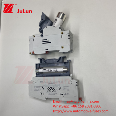 ฟิวส์แสงอาทิตย์ PV ด้วยวัสดุองค์ประกอบฟิวส์ทองแดง RO17 ความเร็วเร็ว DIN Rail Moun