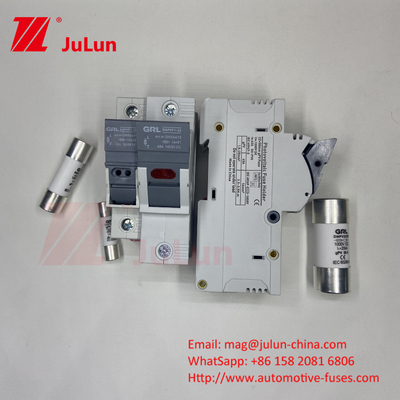 SeanRo โซลาร์ PV Din Rail Fuse Holder สําหรับ Fuse Link 10*38mm 1000V 15amp DC Fuse 25A