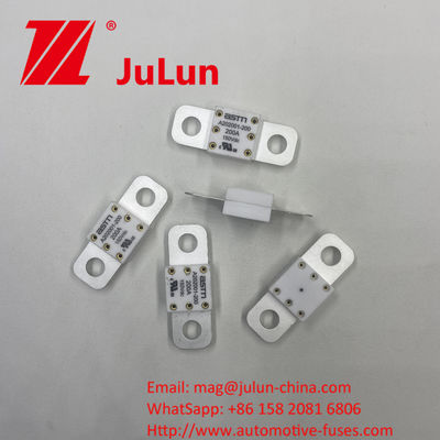เซรามิกออโตโมทีฟ ฟิวส์ 150VDC 300A A202001 ด้วยวิธีการติดตั้ง สกรูบอลท์ คุณสมบัติไฟฟ้า 1.0ใน 4 ชั่วโมง 3.0ใน 10s มากที่สุด