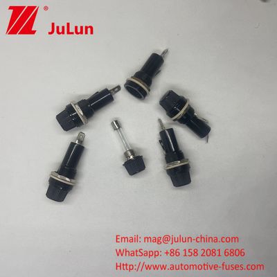 เท้าทองแดงดํา 5 * 20 6 * 30 มิลลิเมตร Car Fuse Holder Bakelite ไฟฟ้า