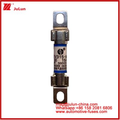 พลังงาน EV 10 * 38 มิลลิเมตร ท่อไฟฟิวส์ EV315-M 3E 15A 500VDC สําหรับรถไฟฟ้า การติดตั้งโบลท์ ตอบสนองมาตรฐาน JASO D622