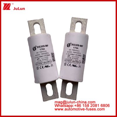 RS309-MF 175A 750VDC UL หลอดเซรามิกฟิวส์ AR 750VDC/700AC IEC 20KA GB 5-800A สําหรับรถไฟฟ้าและระบบพลังงาน